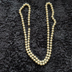 Vintage 54" Champagne Hand Knotted Faux Pearl Flapper Necklace