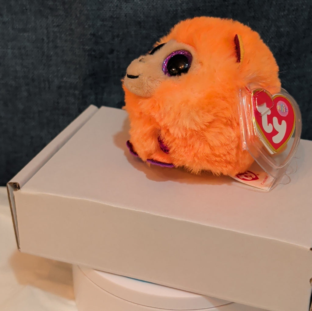 Ty Puffies Coconut The Monkey Plush Toy Orange 3" Glitter Eyes 2021 MWMT