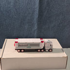 2021 Hess Mini Toy Truck Semi Hauler with Race Car White & Green Collectible