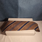 J.Z. Richards Silk Tie Edwards Michigan Brown Blue Stripe Frayed As Is Vest Tie