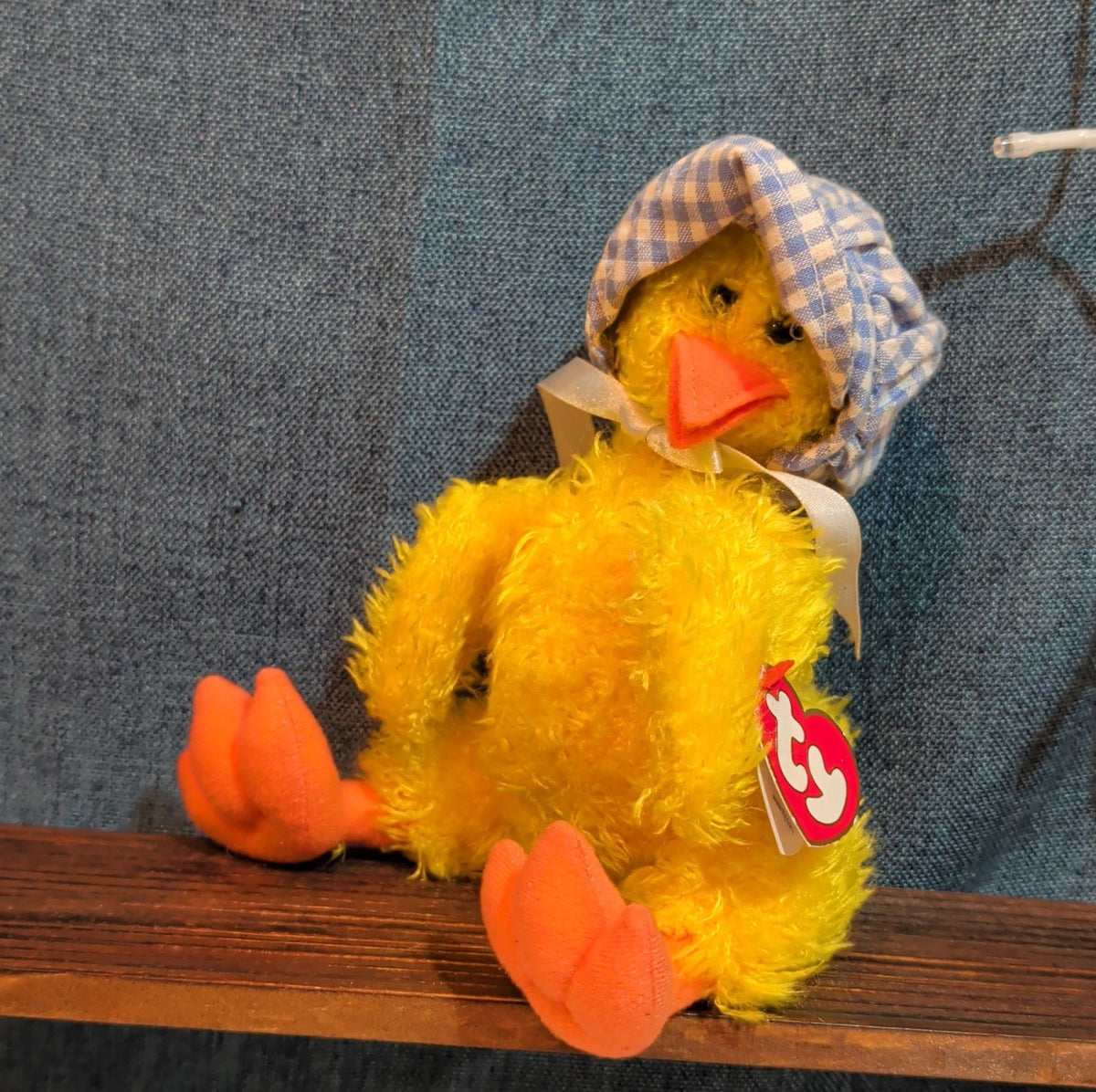 Ty Bonnie Yellow Baby Chick Plush Gingham Bonnet 1993 Vintage