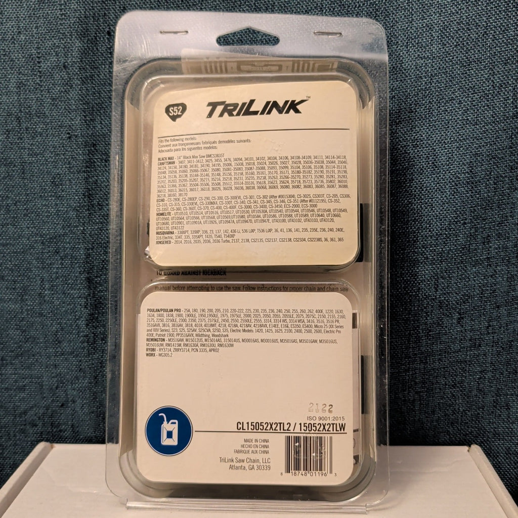 NEW TriLink S52 14" Replacement Saw Chain 2-Pack | 52 Drive Links .050" Gauge