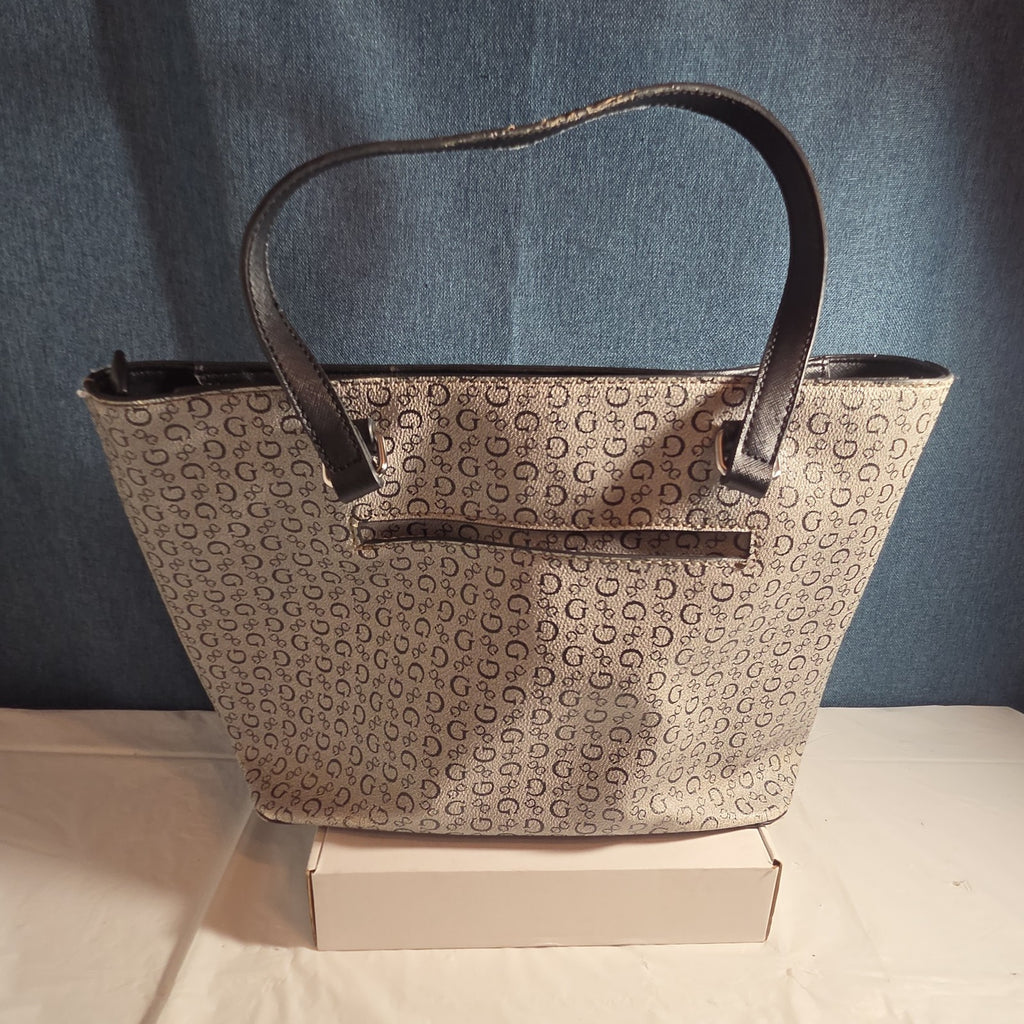 Guess Los Angeles Monogram Tote Bag Gray Black Shoulder Purse