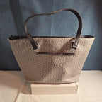 Guess Los Angeles Monogram Tote Bag Gray Black Shoulder Purse