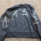 Old Navy Skateboard Skeleton Sweatshirt Boys L Grey Fleece Crewneck Preowned