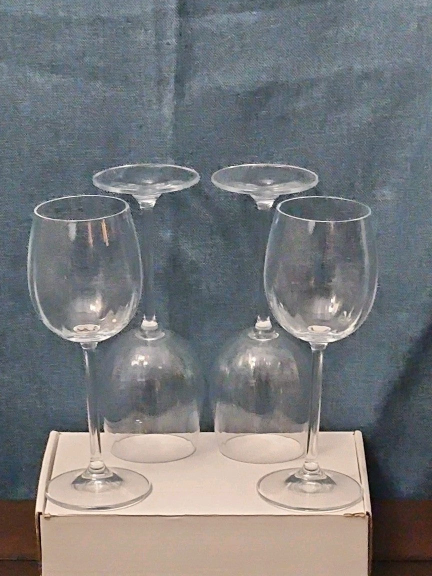 Set of 4 Clear Glass Stemmed Wine Glasses Balloon Bowl All-Purpose Stemware