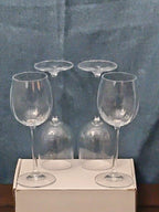 Set of 4 Clear Glass Stemmed Wine Glasses Balloon Bowl All-Purpose Stemware