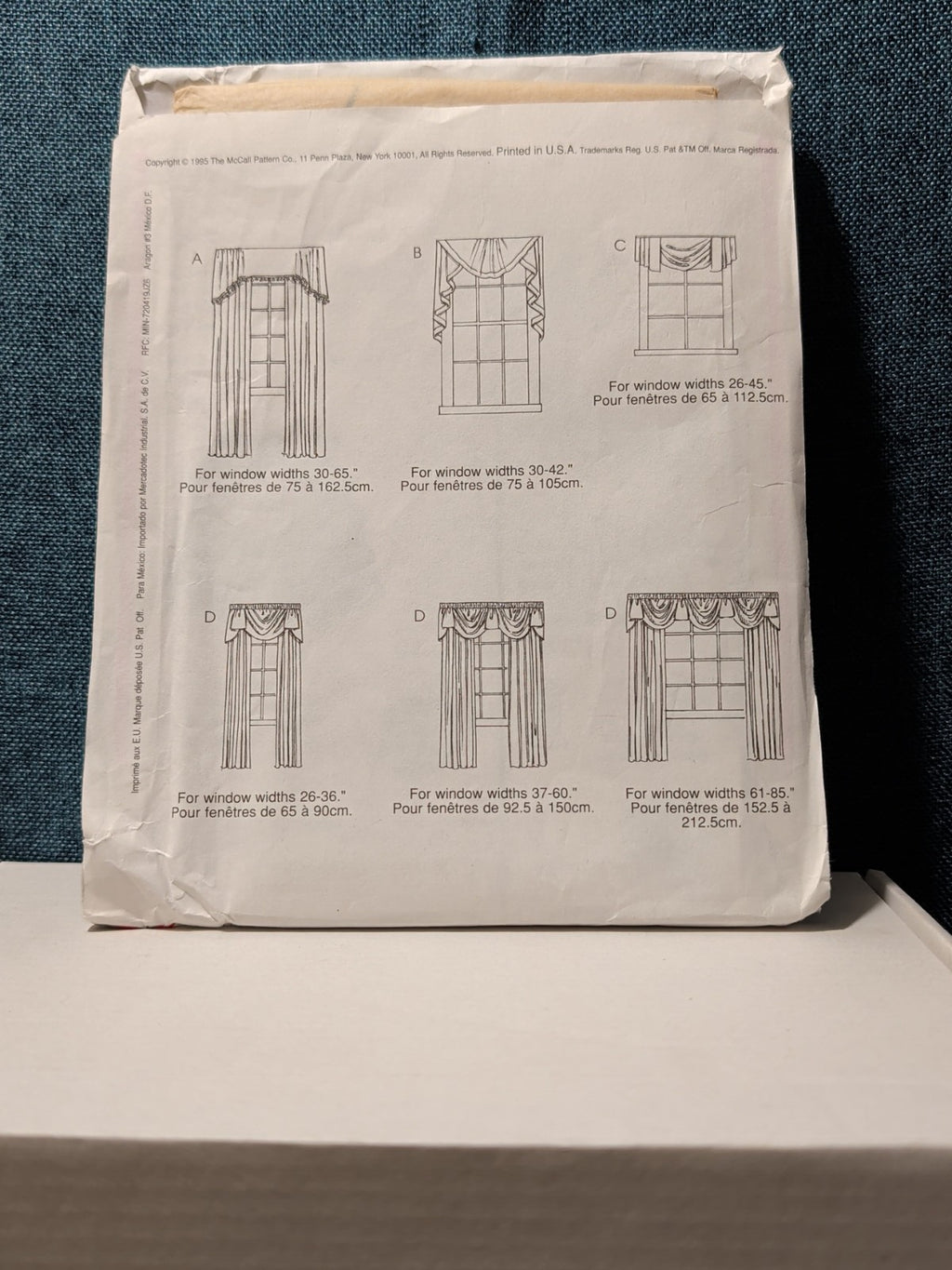 McCall's 8772 Window Valance Swag Topper Pattern 1995 Home Dec In a Sec UNCUT
