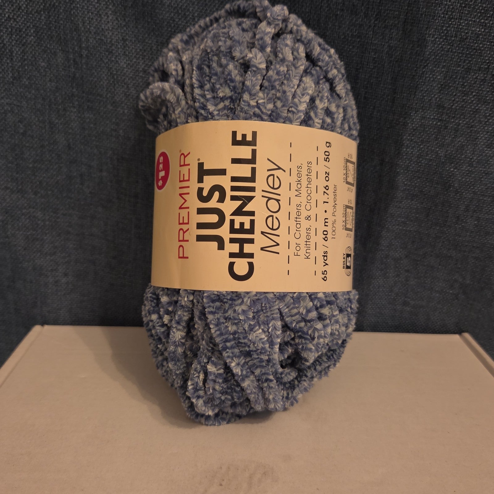 Premier Just Chenille Medley Yarn Navy Blue Lot 202 Bulky 5 Polyester