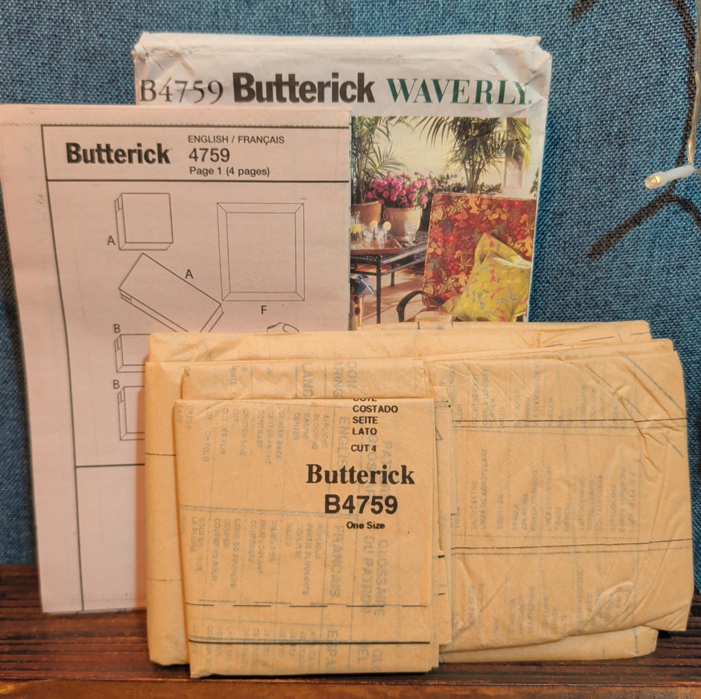 Butterick 4759 Waverly Patio Furniture Cushion Pattern DIY Home Uncut B4759