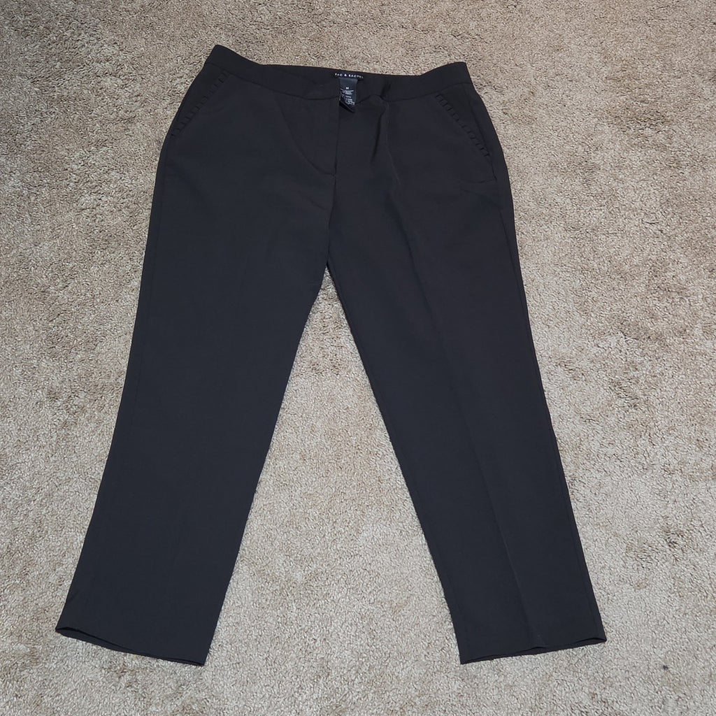 Zac & Rachel Black Dress Pants 14 Pleated Pocket Stretch Career NWOT
