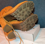 Chunky Platform Heel Combat Boot Faux Suede Mustard Y2K  Size 10