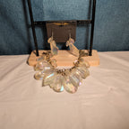 Traci Lynn Iridescent Statement Bib Necklace Earring Set Vintage Style
