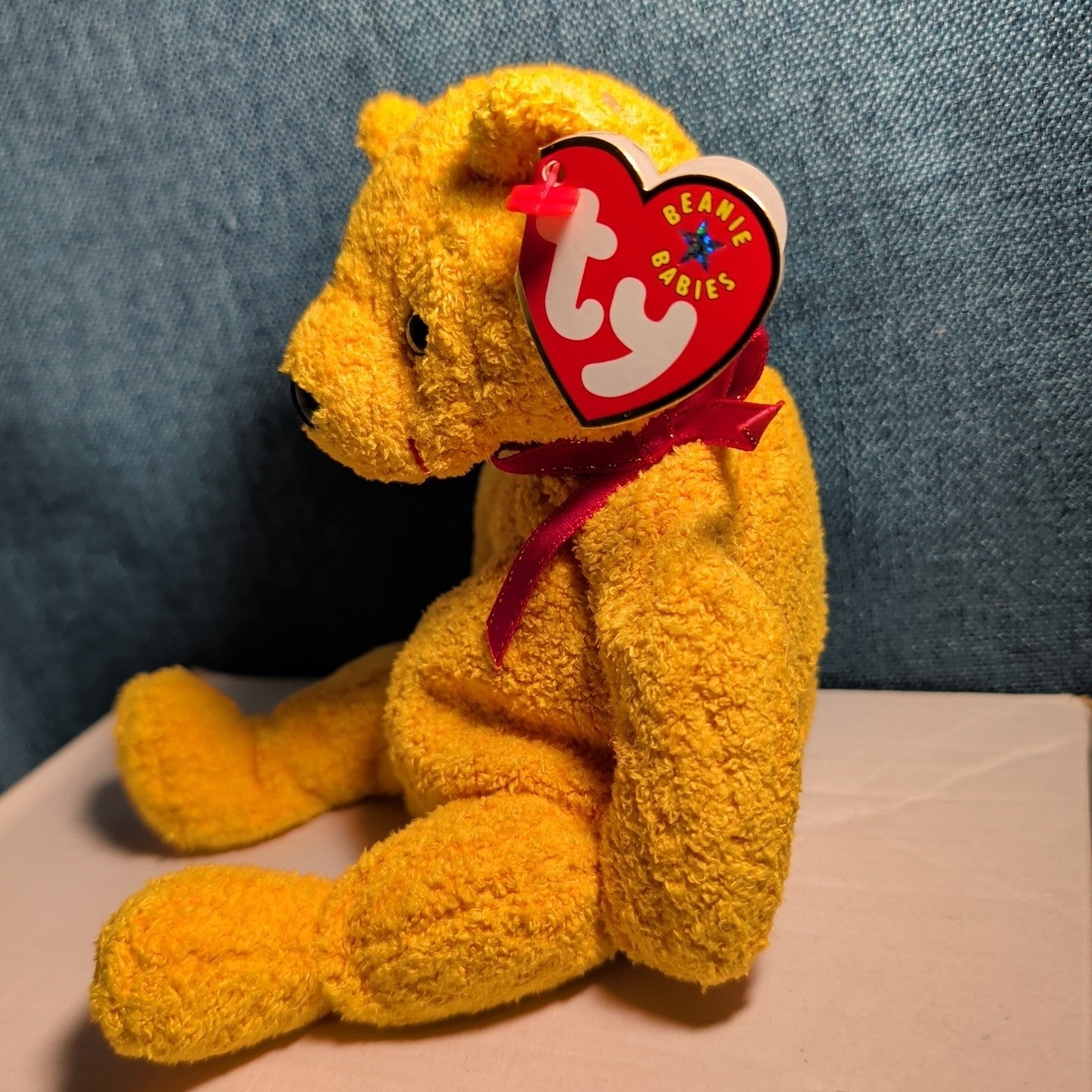 Ty Beanie Baby POOPSIE THE BEAR | 2001 Retired MWMT | Vintage Yellow Teddy Bear