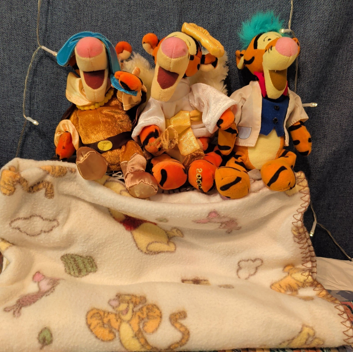 Disney Tigger Plush Lot Angel Mardi Gras Professor Pooh Blanket