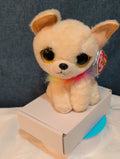 Ty Beanie Boos Chewey Chihuahua Rainbow Collar Gold Glitter Eyes 6" Plush