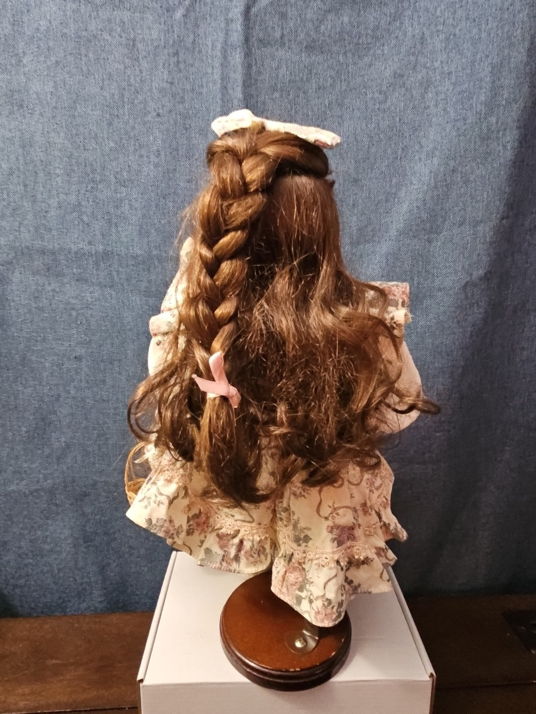 Vintage 1992 JC Penney Porcelain Doll "Victoria" | 18" Brunette Floral Dress