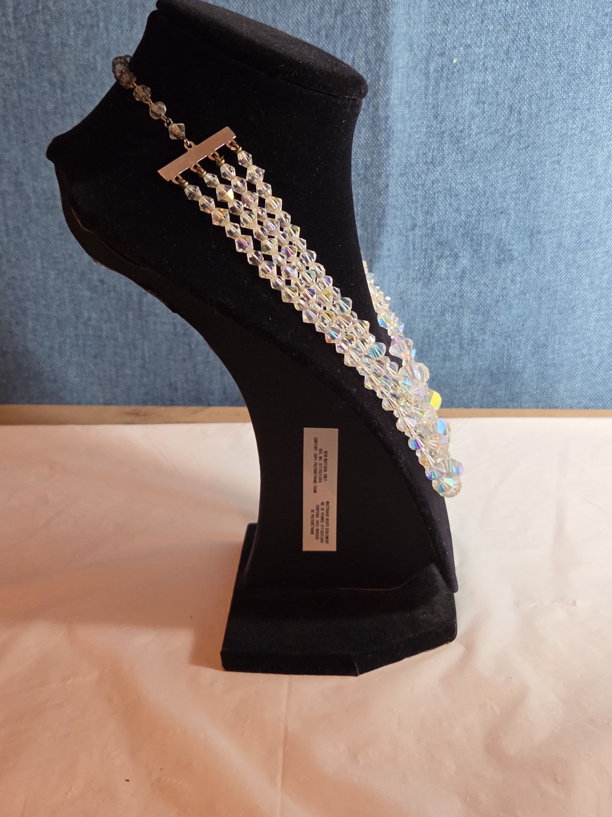 Deltah 4-Strand Aurora Borealis Crystal Necklace Vintage Glam