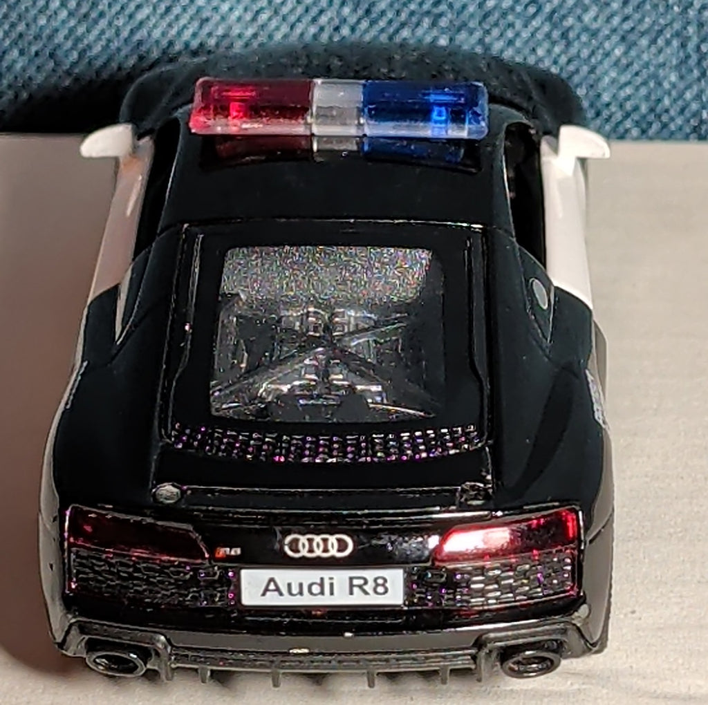 RMZ City Audi R8 Police Car 1/36 Diecast Pull Back Opening Doors PreOwned