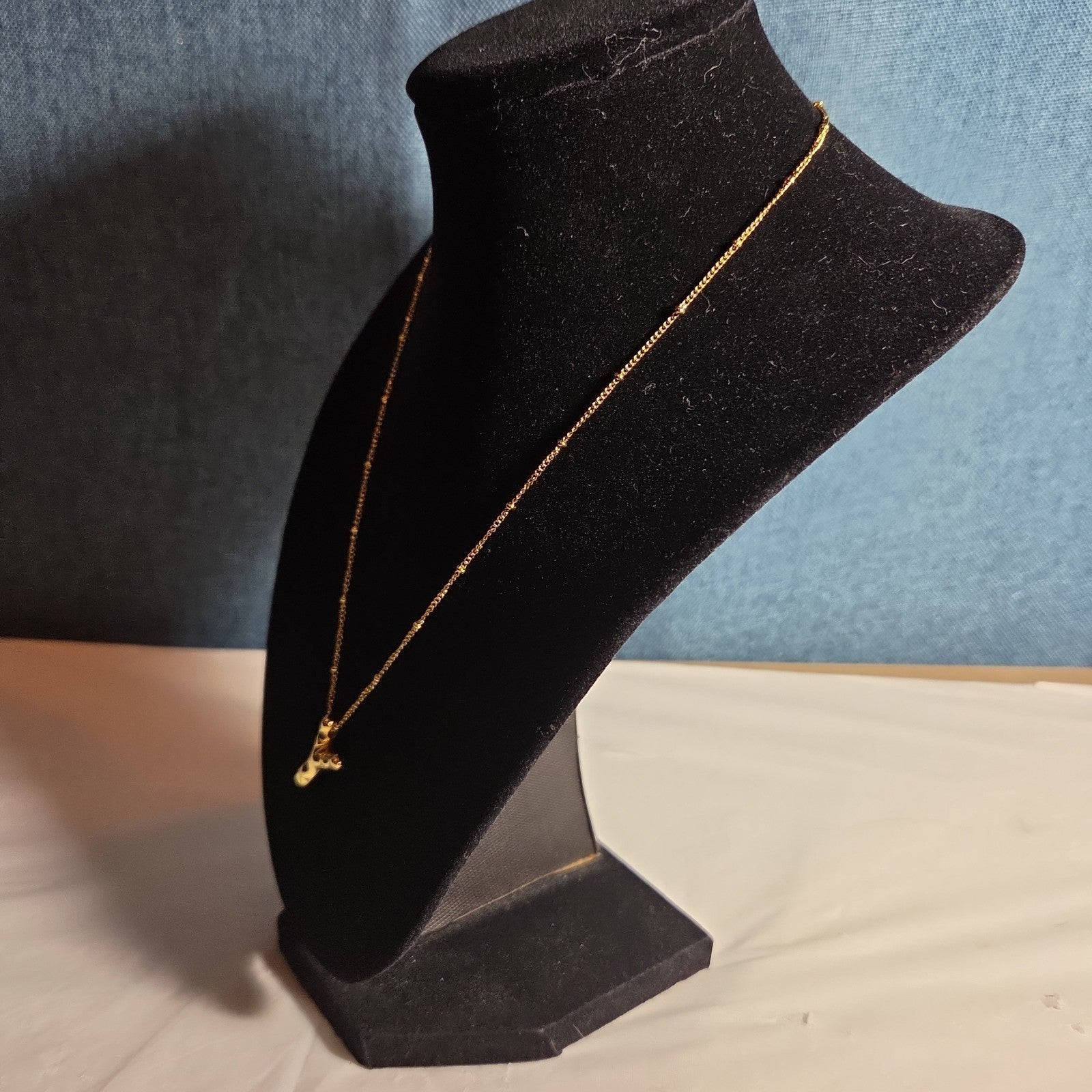 Y Initial Bubble Letter Necklace Gold Tone Satellite