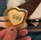 TY Beanie Baby Stretch Ostrich Plush PE Pellets 1997 Vintage With Heart Protect