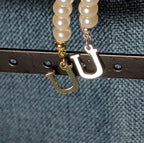 Faux Pearl Purse Charm Gold Silver Tone Letter U