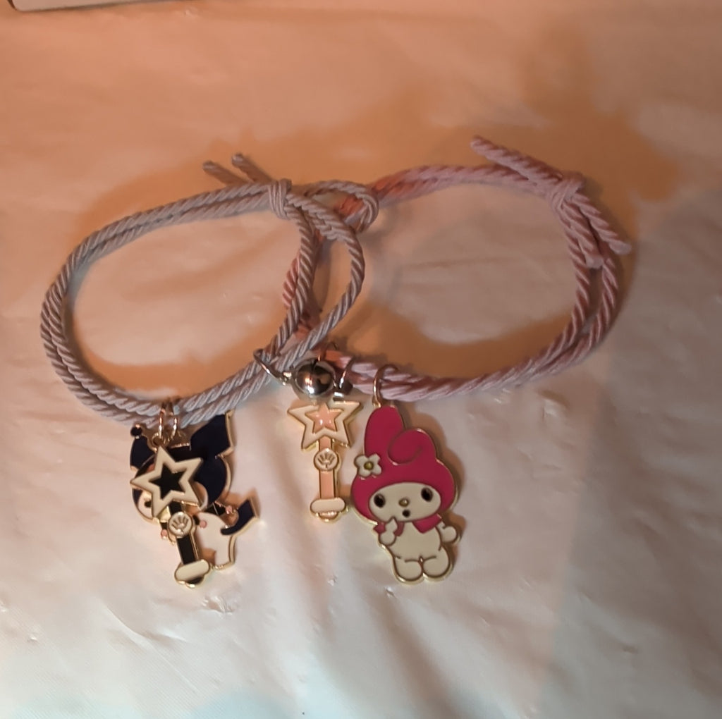 Kuromi My Melody Magnetic Friendship Bracelet Set Enamel Kawaii Y2K  OS