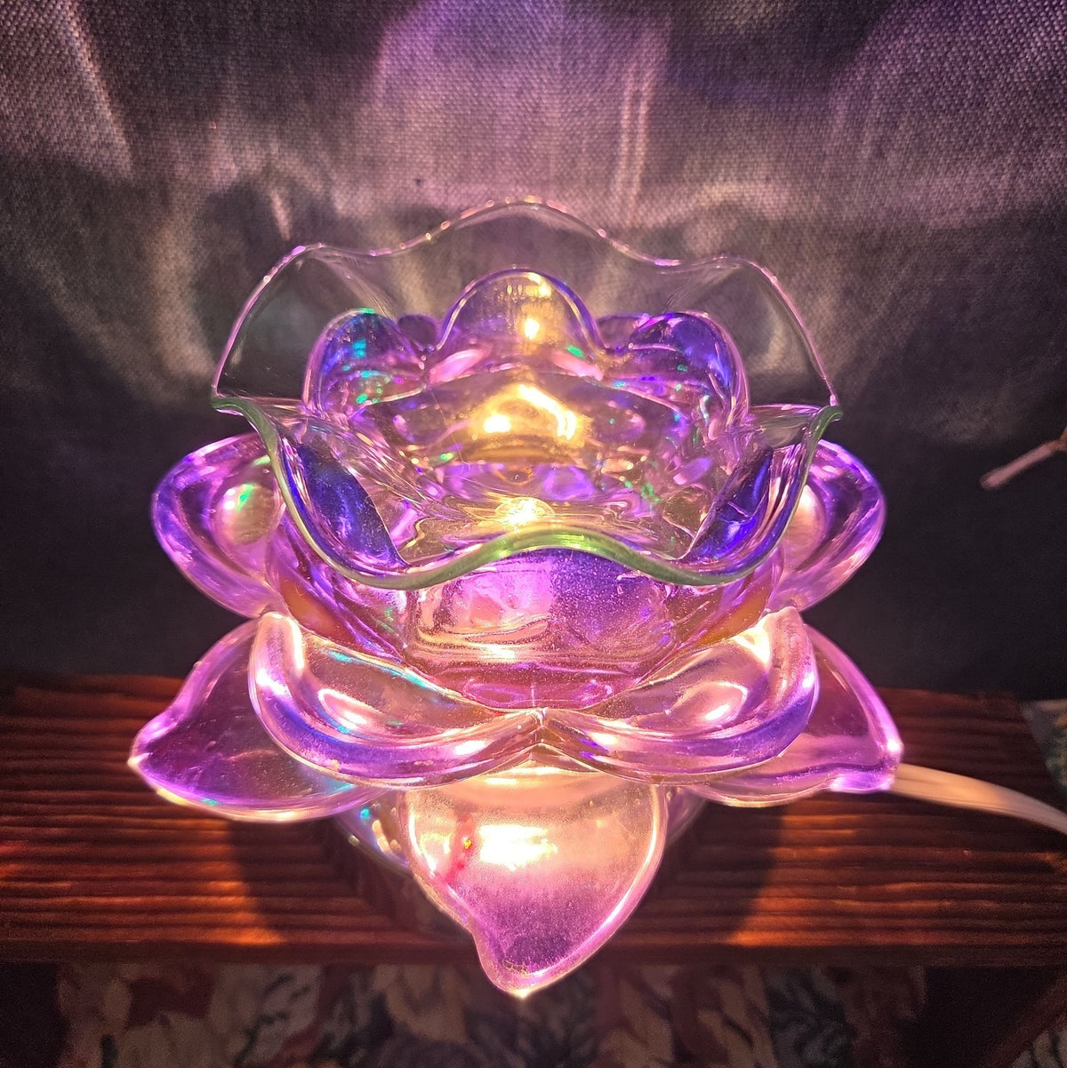 Flower Touch Lamp Glass Oil Warmer Multicolor
