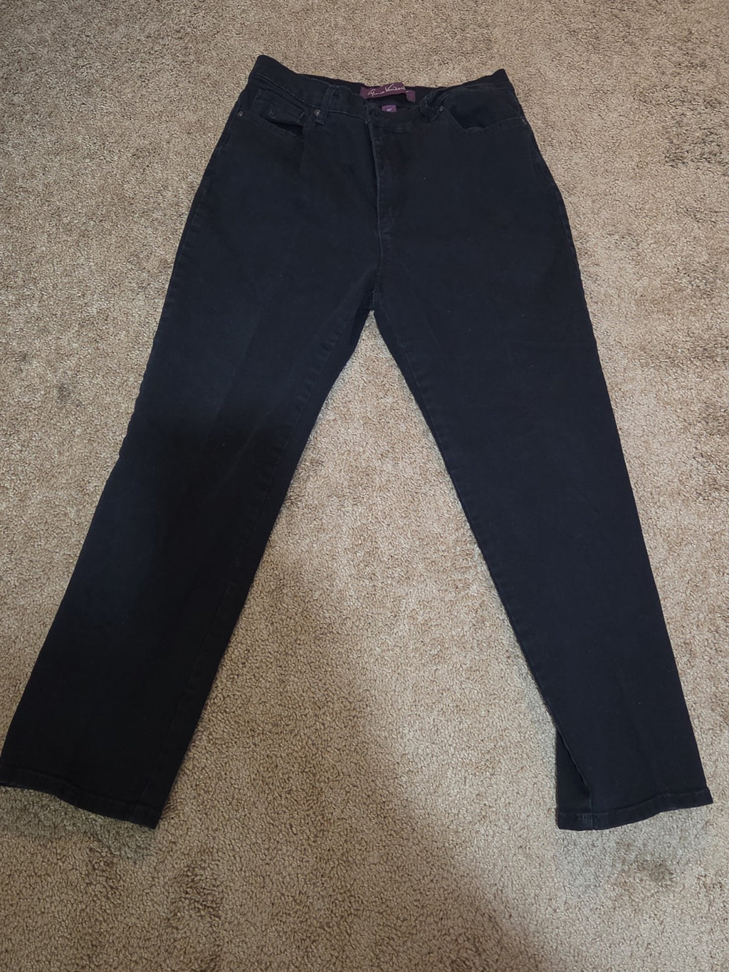 Gloria Vanderbilt Amanda Black Jeans 14p Stretch Denim High Rise Tapered Used