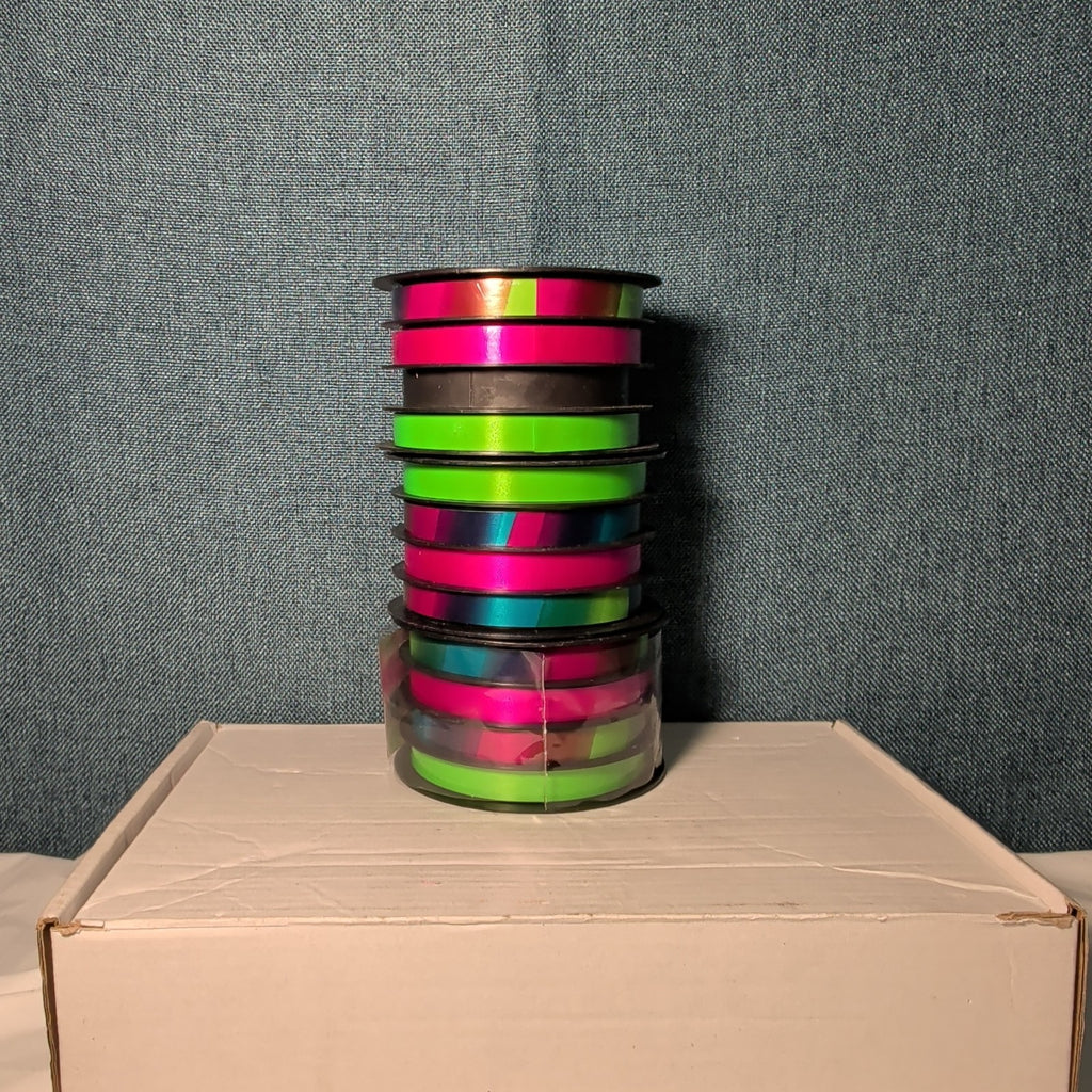 Mixed Ribbon Lot 11 Spools Satin Grosgrain Lace Wired Blue Green Yellow Fall