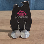 Paparazzi Rhinestone Drop Earrings Silver Sunburst Reverse Vintage