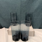 Set of 4 Libbey FACETS Cobalt Blue Glasses | 8-Panel Octagon Highball Tumblers
