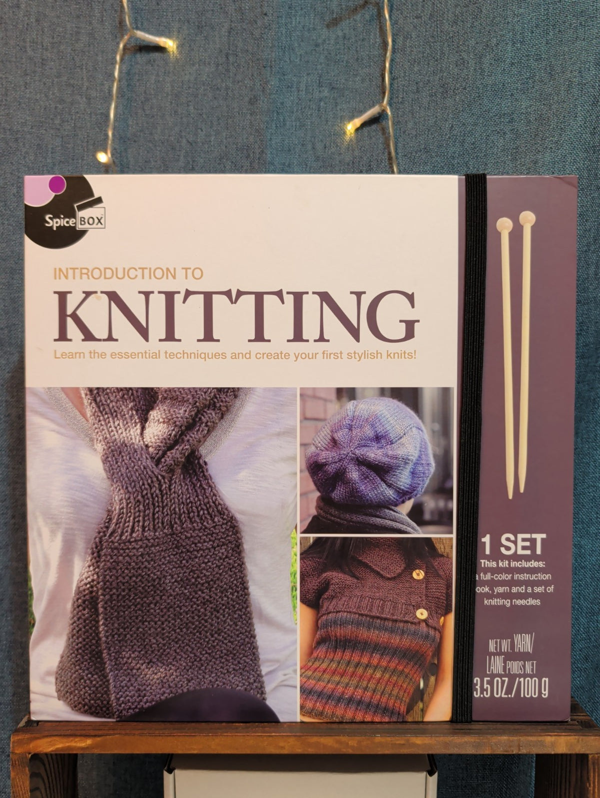 SpiceBox Intro To Knitting Learn To Knit Craft Kit Bamboo Needles