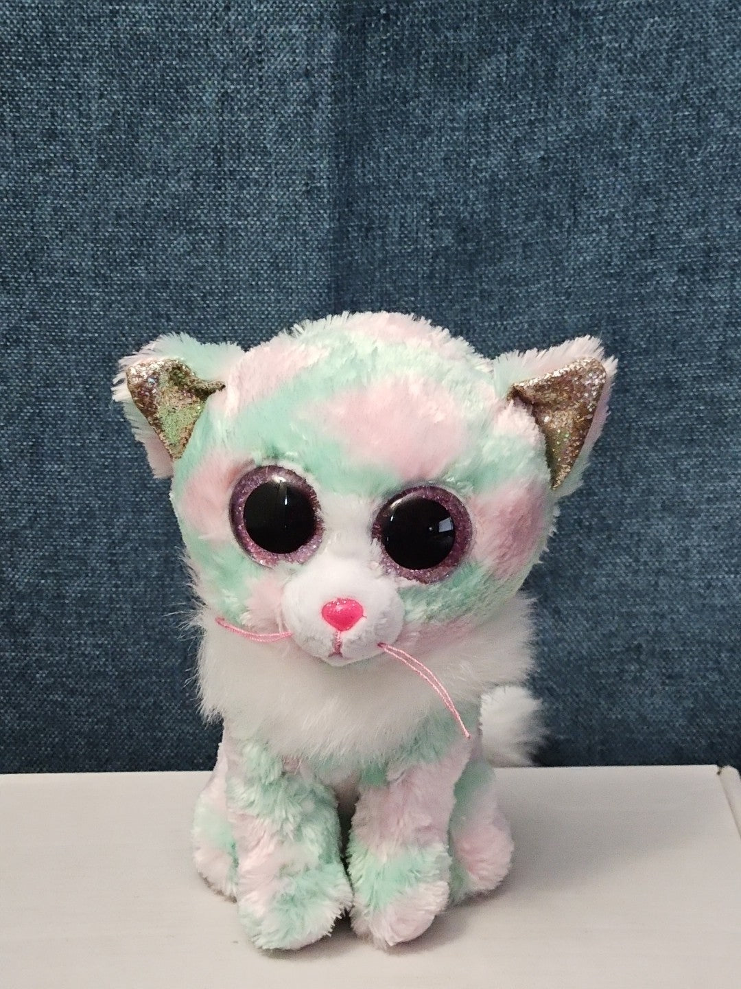 TY Beanie Boos Opal Cat Plush 6" | Pastel Pink & Green Tie Dye Kitty | No Tag