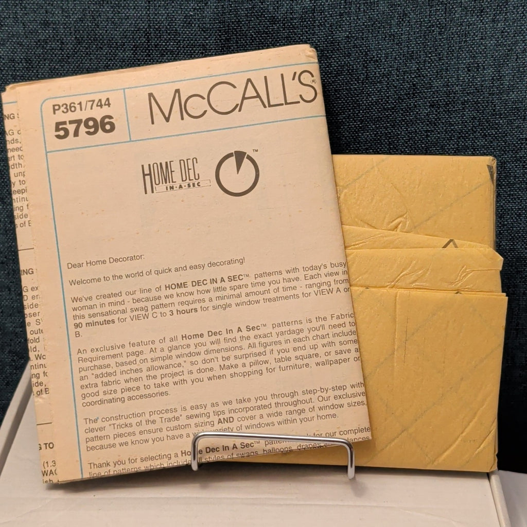 Vintage McCALL'S 5796 Sewing Pattern | Window Swags & Jabots | Curtains 1992 OOP