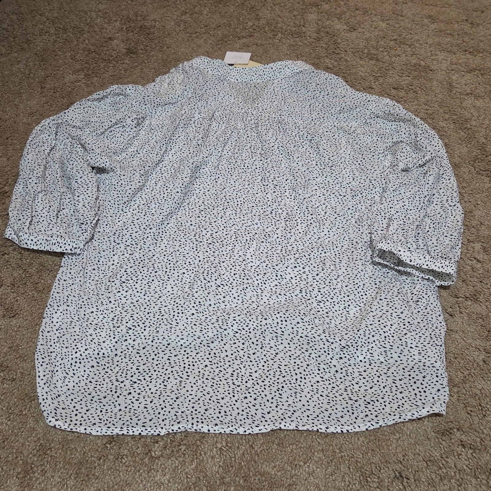 Grand & Greene Blouse Womens XL Speckled Print V-Neck Long Sleeve NWT Shirt