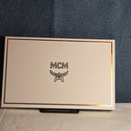 MCM Visetos Envelope Pouch Cognac Monogram Beauty Clutch NIB 200838