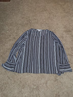 Counterparts Striped Blouse Women XL Black White Long Sleeve Top