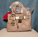 Studio Badgley Mischka Quilted Mini Tote Taupe Vegan Leather NWT
