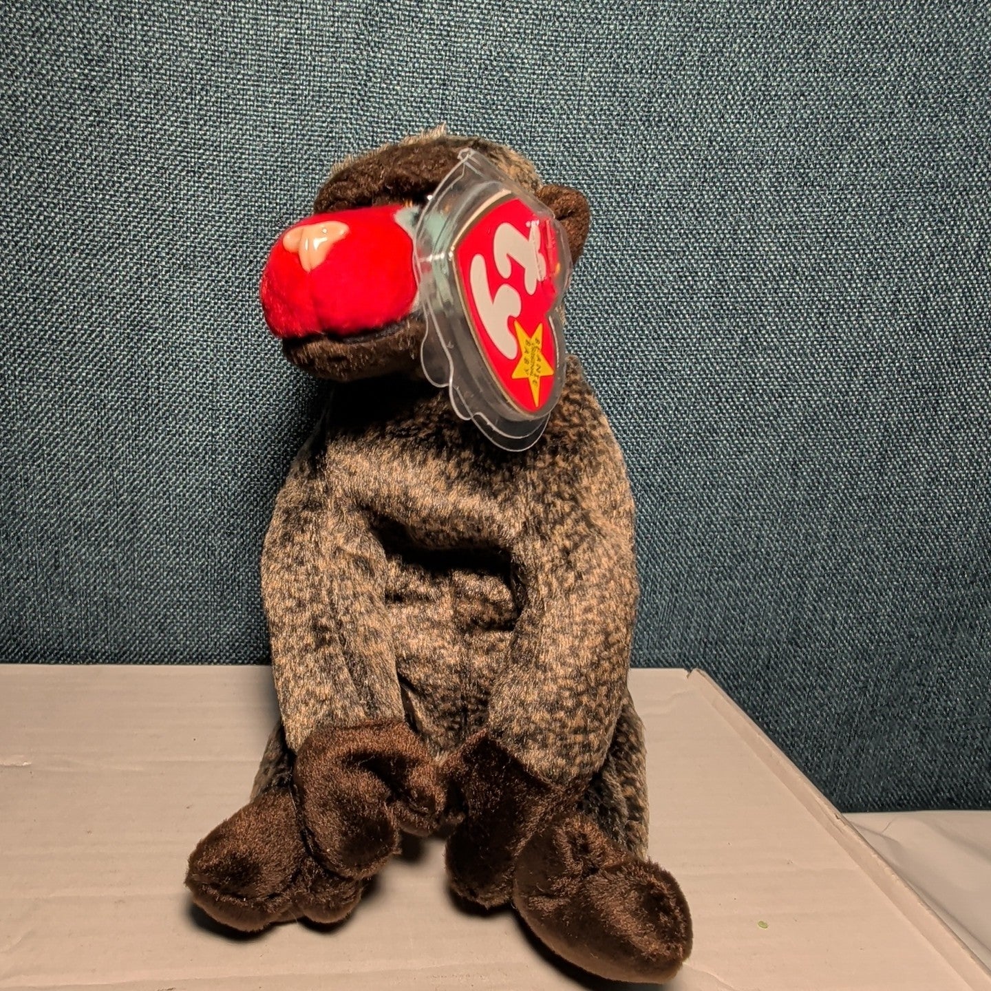 Cheeks Ty Beanie Baby 1999 Retired Baboon Monkey with Tag Protector NEW