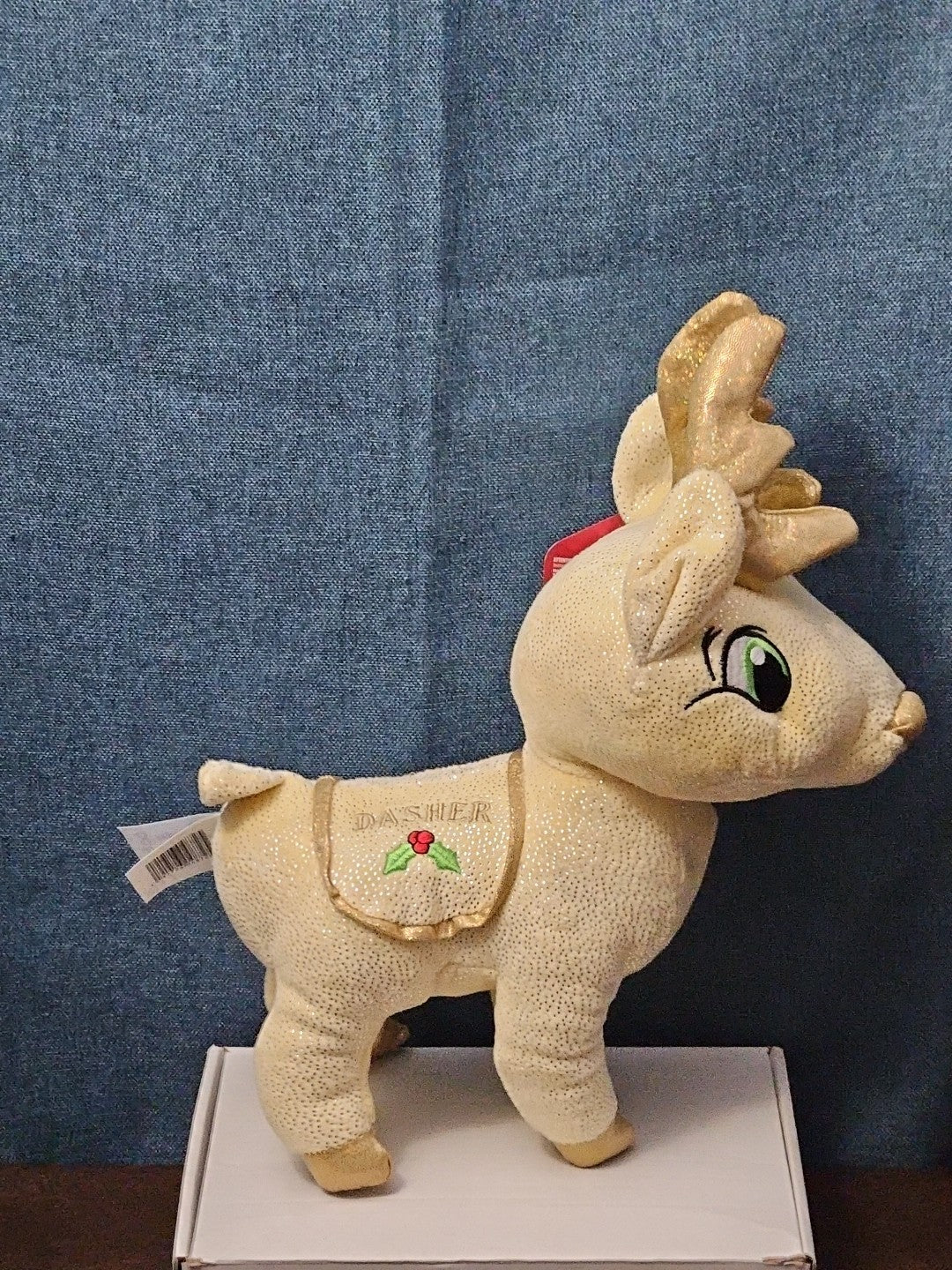 Sugar Loaf Santa’s Classic Reindeer | DASHER White Gold Sparkle Plush | Rare