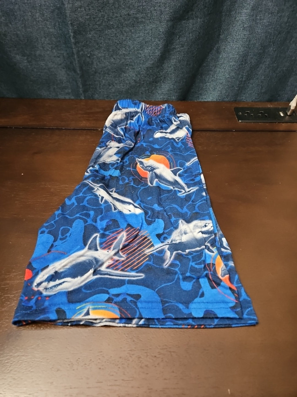 The Children's Place Boys Shark Sleep Shorts Size 7/8 Medium Blue Ocean Pajamas