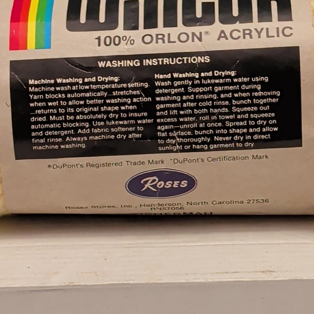 Vintage Wintuk Yarn 100% Orlon Acrylic Fisherman Cream 4-Ply Worsted Weight NOS
