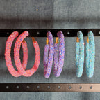 2" Sparkle Glitter Hoop Earrings 3 Pair Set Y2K