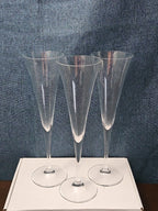 Set of 3 Tall Champagne Flutes | 9.5" Trumpet Shape | Elegant Clear Glass