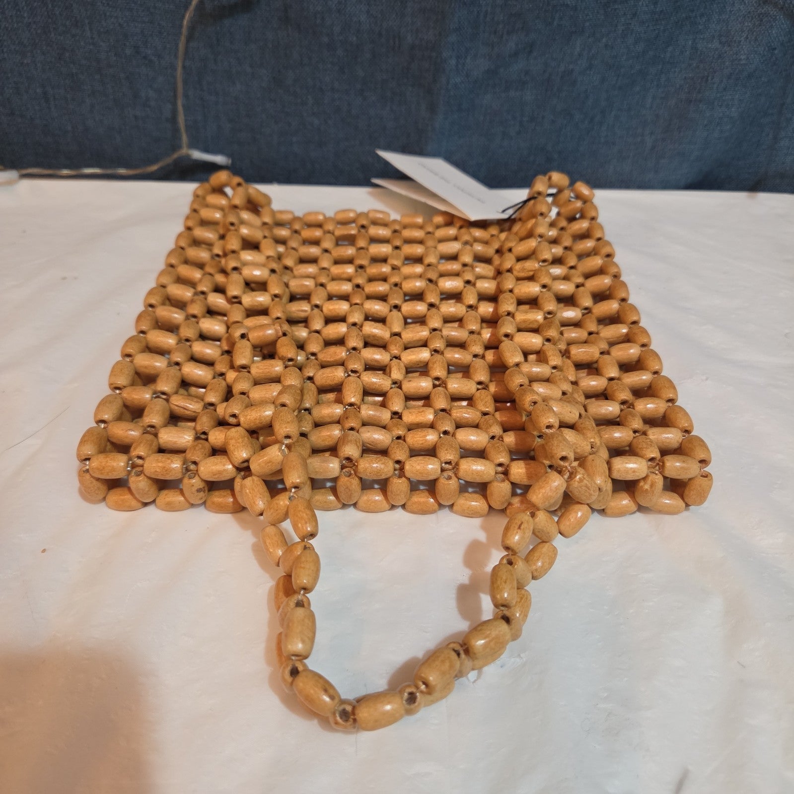 Faithfull The Brand Beaded Clutch Wood Boho Summer Bag NWT FFA056