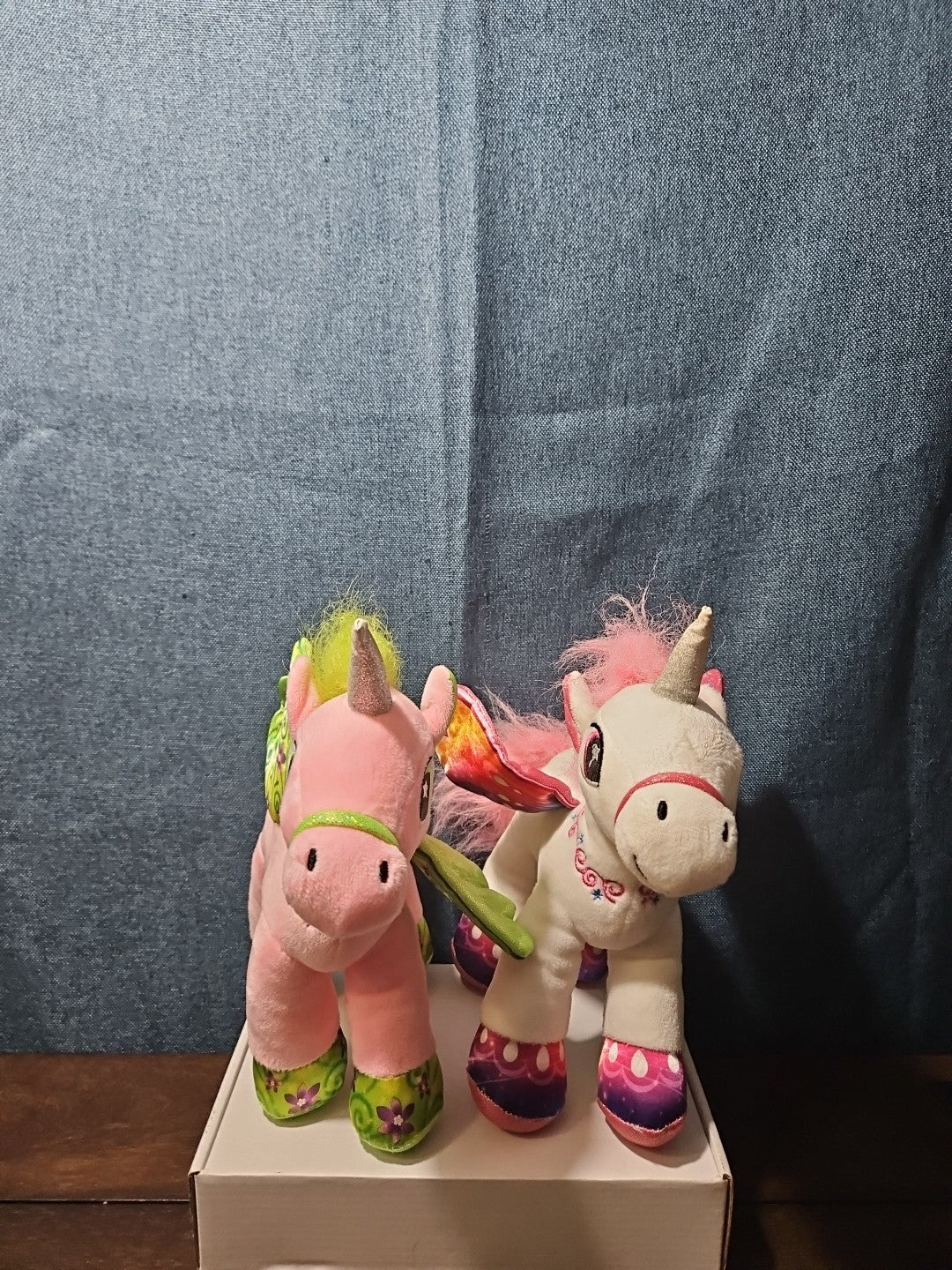 2 Star Eye Unicorn Plush Set | Pink & White Pegasus Stuffed Animals | Shimmer