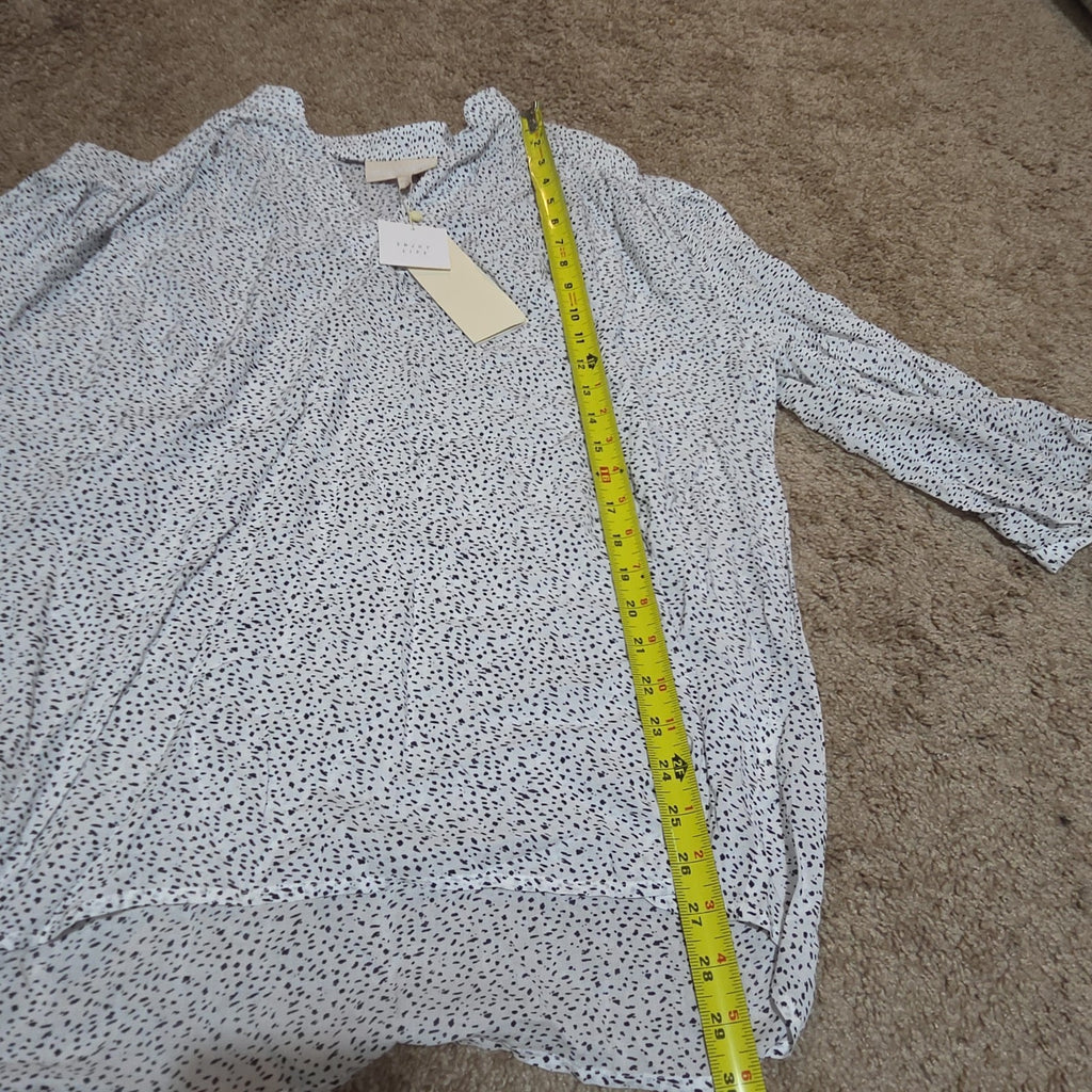 Grand & Greene Blouse Womens XL Speckled Print V-Neck Long Sleeve NWT Shirt