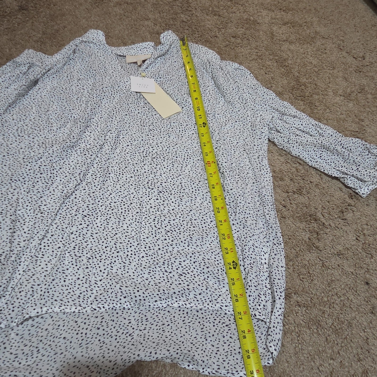 Grand & Greene Blouse Womens XL Speckled Print V-Neck Long Sleeve NWT Shirt