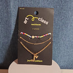 Target Art Class Initial J Necklace Set 3Pk Gold Tone Beaded